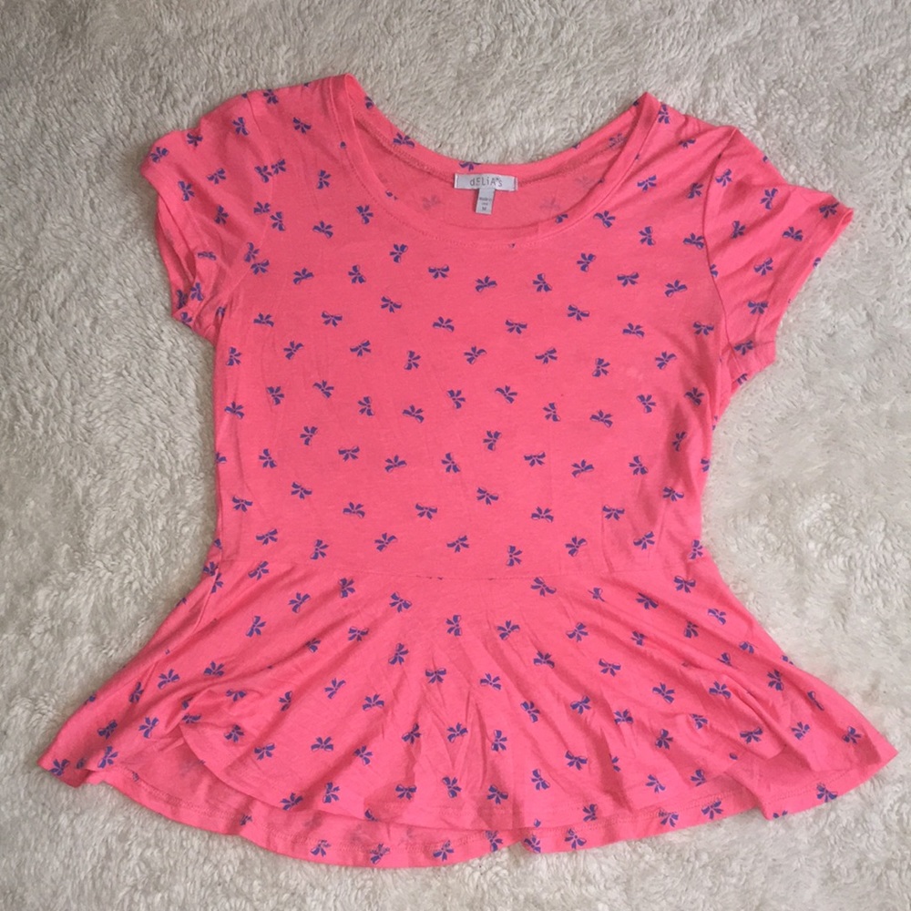 Pink and Patterned Peplum Shirt